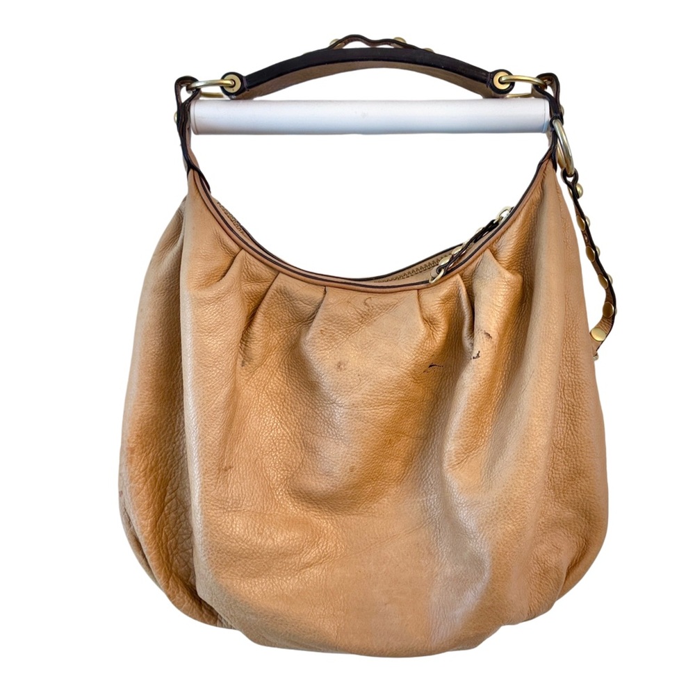 Vintage Y2K Juicy Couture Tan Cowhide Leather Hobo Bag Crown Stud Needs Rehab
